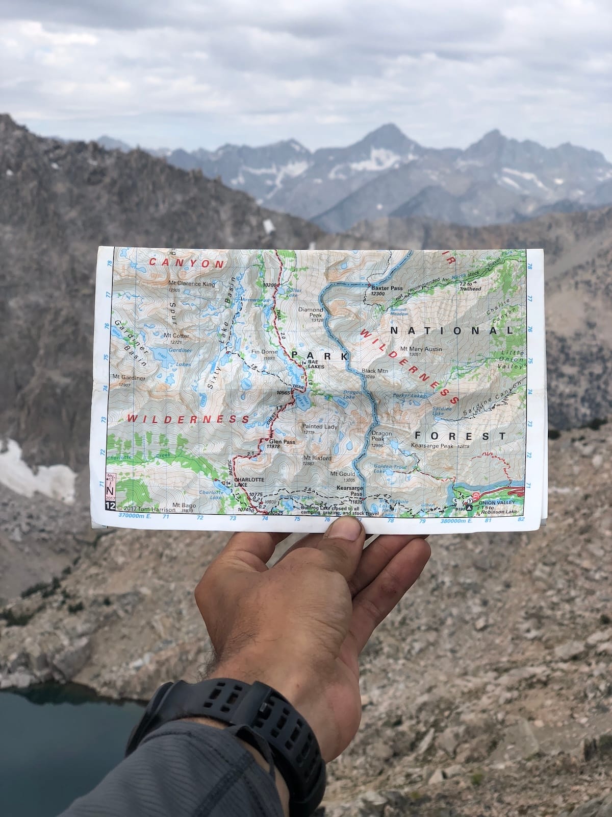 picture of a map of the John Muir Trail