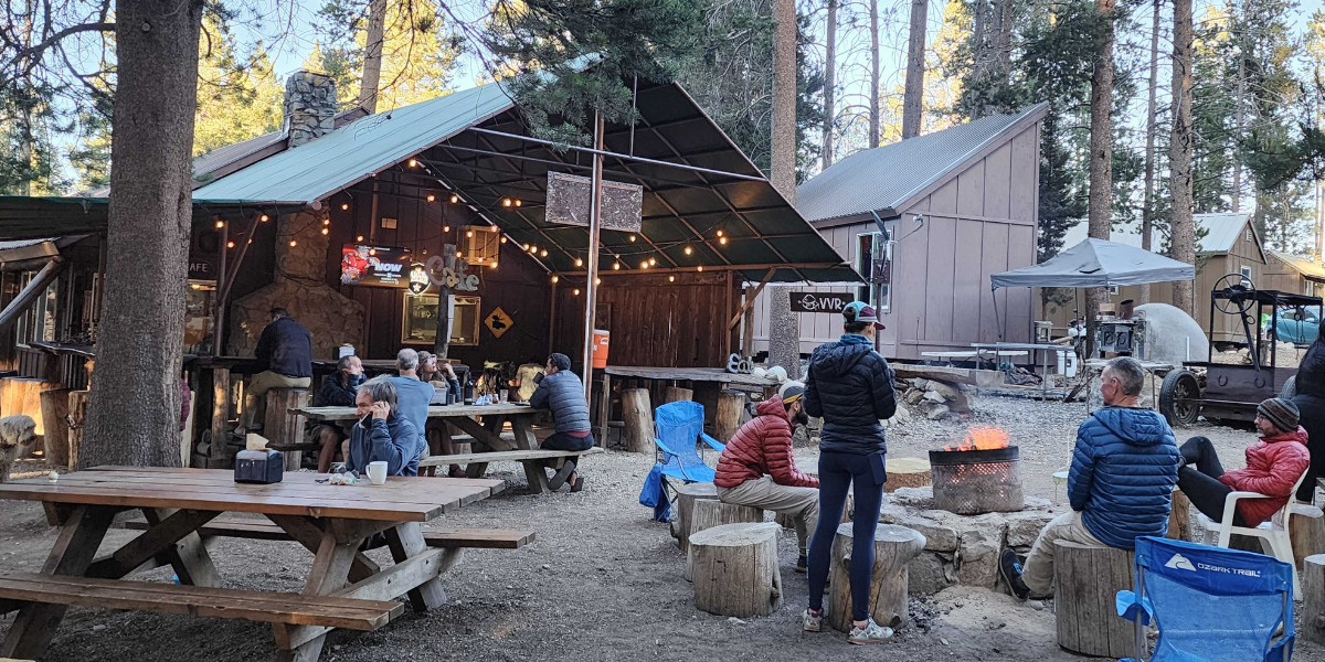 Hikers staying at VVR enjoying the backporch and campfire