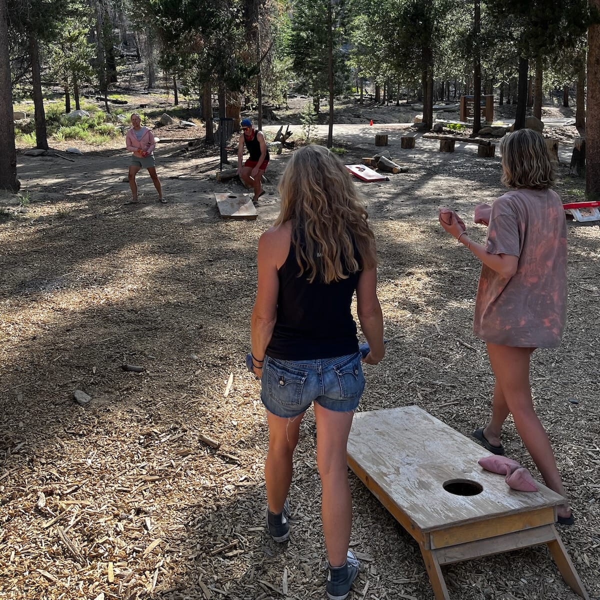 Playing cornhole at VVR.