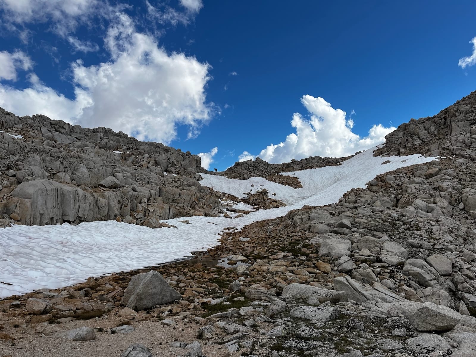Snow on the North side of Gabbot Pass, July 26, 2025.
