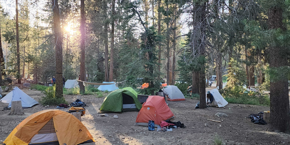 Hiker tents pitched in Mushroom City at VVR